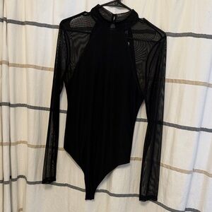 Aqua Black Mesh Sleeve Bodysuit